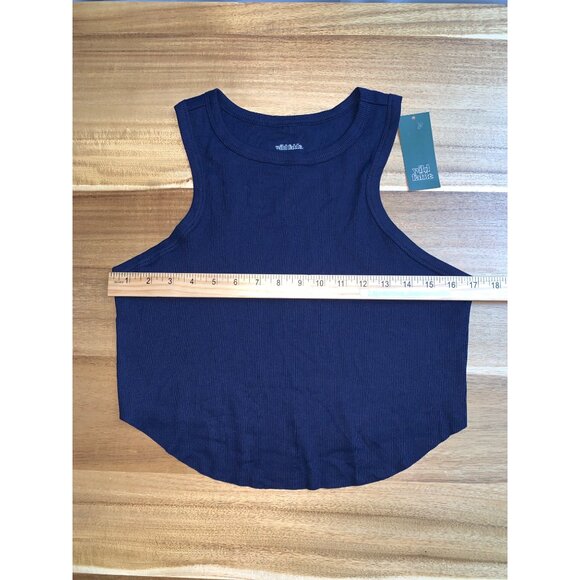 Wild Fable Junior Teens Navy Blue Round Neck Ribbed Cropped Tank Top Size XXL - Picture 9 of 11